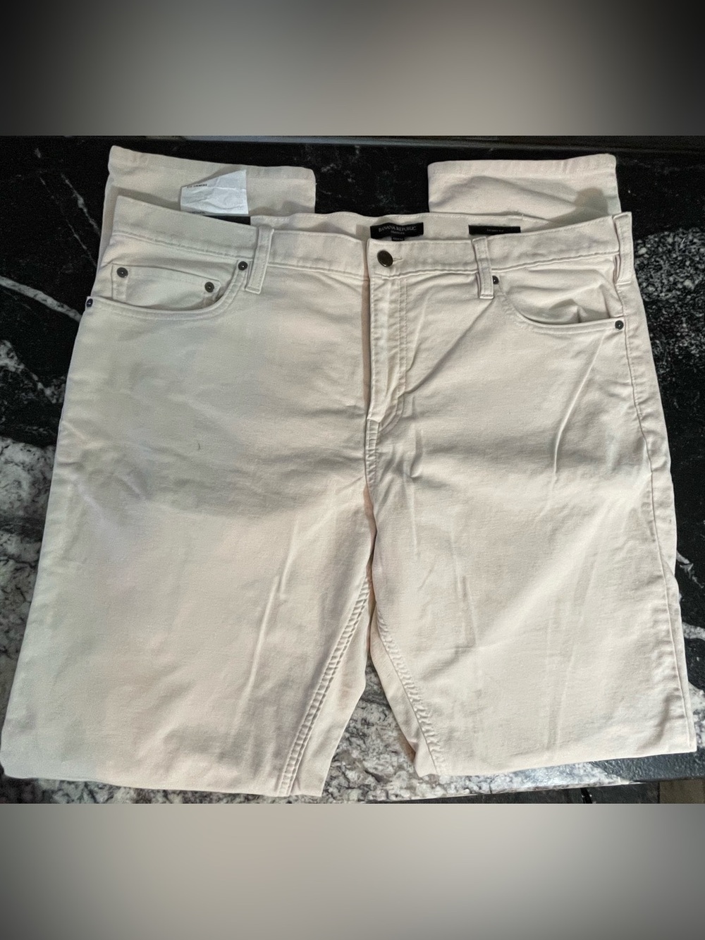 Banana Republic Men's Traveler Skinny Fit Cream Jeans
